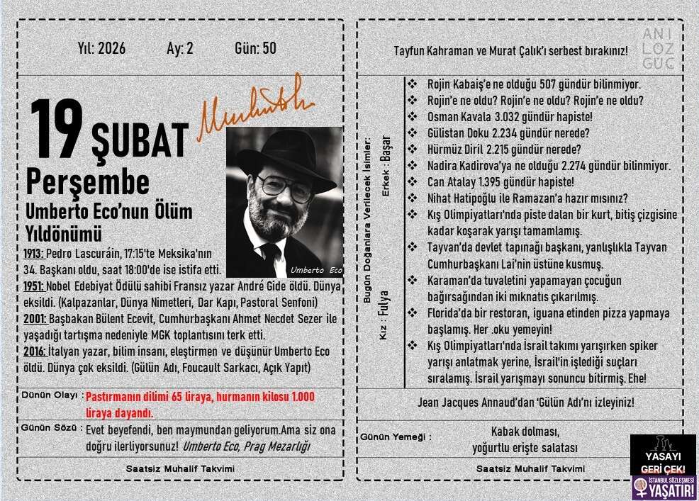 Umberto Eco'nun Ölüm Yıldönümü 1